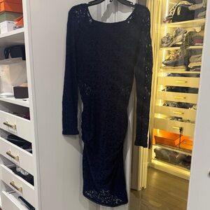 Laundry By Shelli Segal Navy Lace Long Sleeve Dress